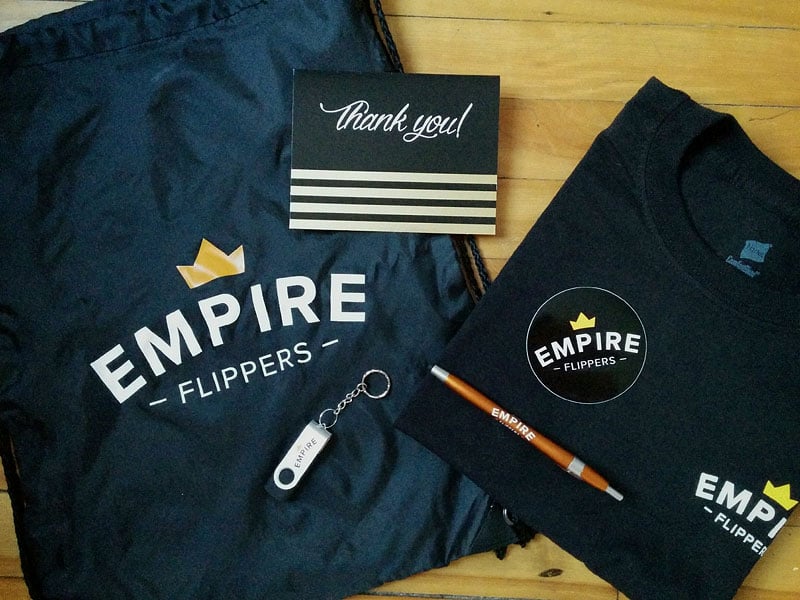 September 2016 Income Report: Empire Flippers gift bag